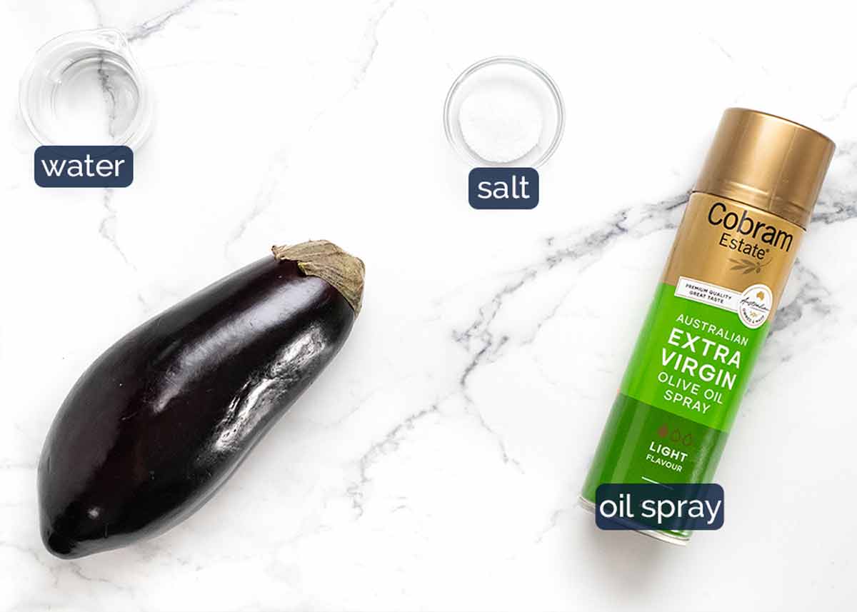 Almost oil-free Pan Fried Eggplant ingredients
