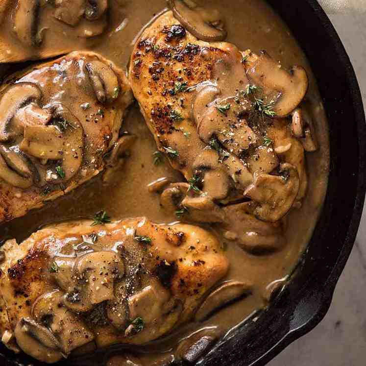 Chicken with Mushroom Gravy quick and easy dinner recipe