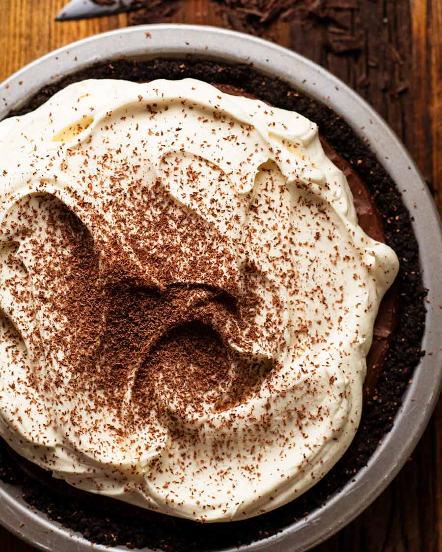 Overhead photo of Chocolate Cream Pie