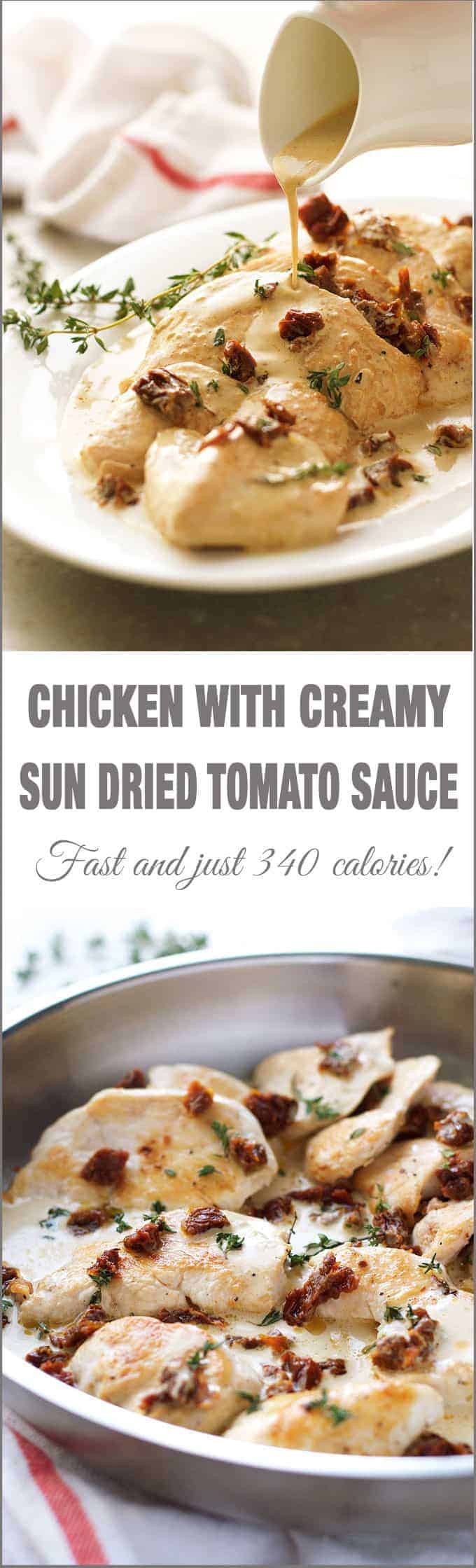 Chicken with Creamy Sun Dried Tomato Sauce - super easy and fast to make with a sauce so incredible you'll want to drink it from the skillet!