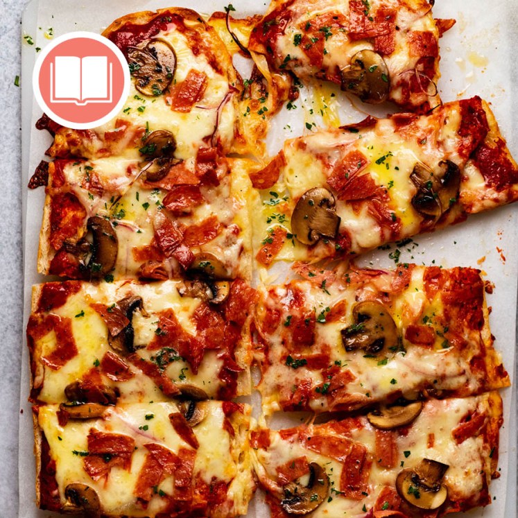 Garlic Bread Pizza from RecipeTin Eats "Dinner" cookbook by Nagi Maehashi