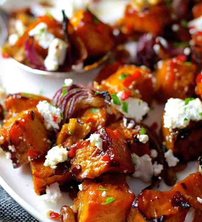 Maple Roasted Pumpkin with Chili and Feta - a dash of maple syrup creates extra caramelisation and the chili adds a great kick!