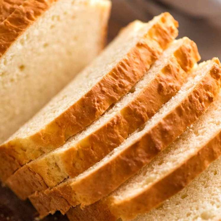 Close up of sandwich bread without yeast